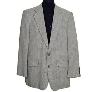 Vintage Oscar De La Renta Silk/Wool Blend Blazer Suit Coat Herringbone Size 42L